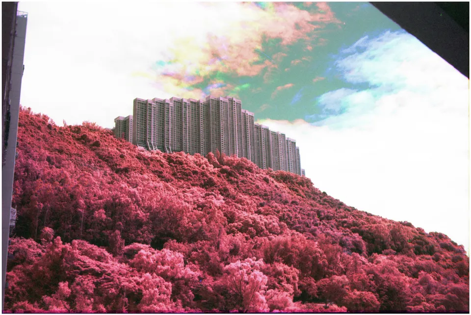 Sky, building, hill side