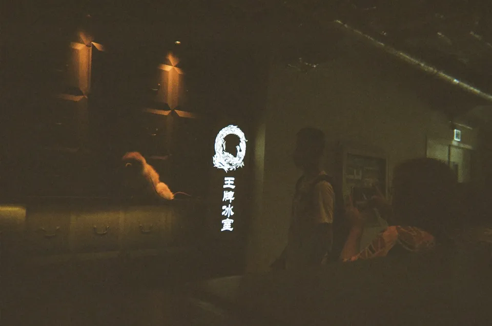 Very underexposed photo of some people and a dog