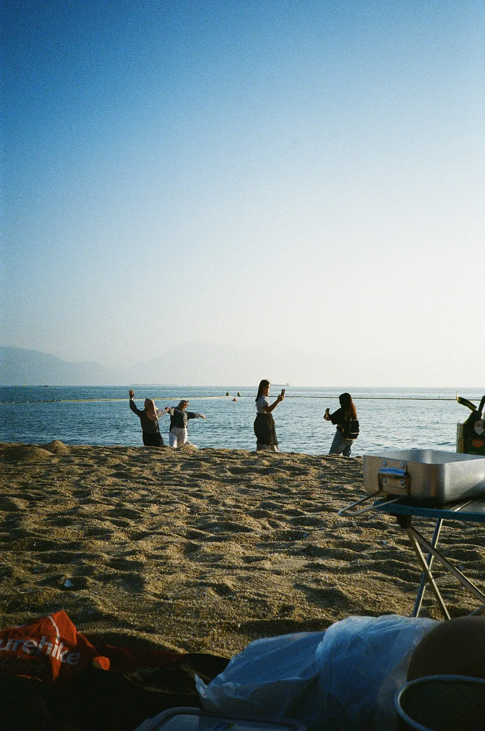 Evening beach and weird people